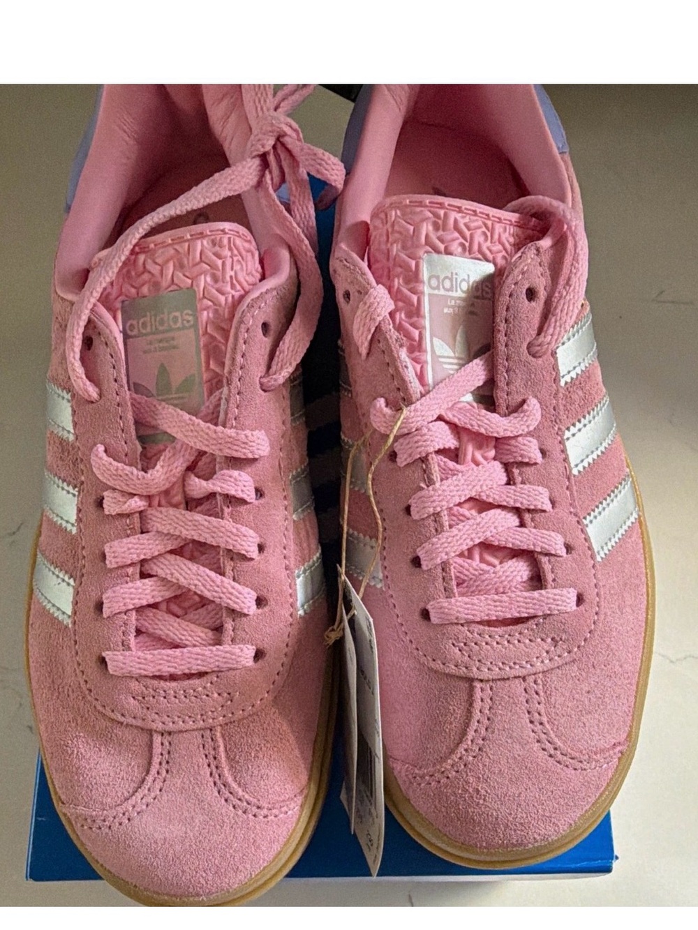 adidas Gazelle Women's Pink Suede Sneakers with White Stripes size 5 NWT